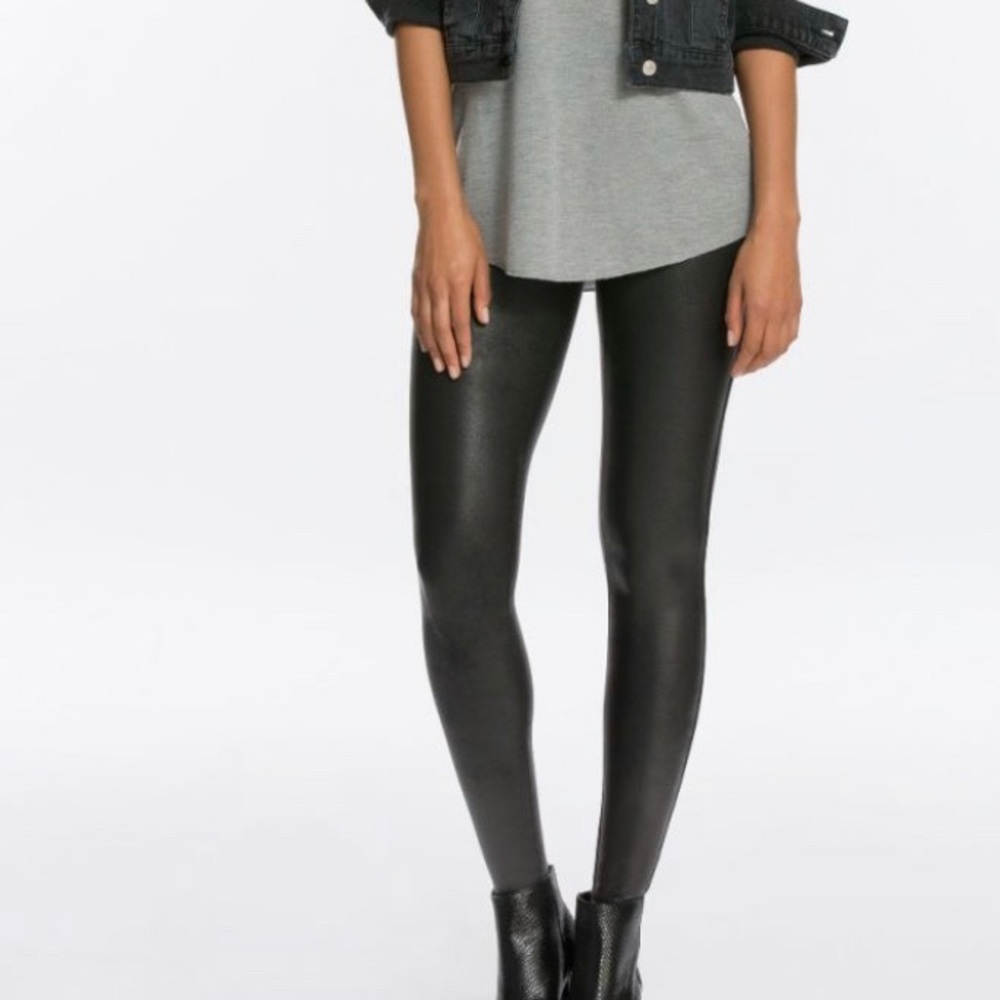 Faux leather black Spanx leggings